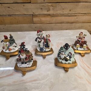 Festive Holiday Stocking Holders Set - Gold and Multicolor